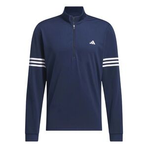 ADIDAS MEN'S GOLF SWEATSHIRT | PERFORMANCE 3 STRIPE | QUARTER ZIP | NAVY/WHITE-